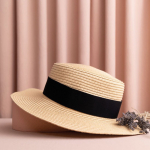 Cappello in carta color naturale con nastro colorato da personalizzare sesta vista