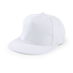 Cappellino 5 pannelli in cotone e poliestere con chiusura in velcro color bianco prima vista