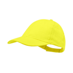Cappellino a 6 pannelli in cotone pettinato con chiusura in velcro color giallo prima vista