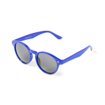 Occhiali da sole con lenti nere e forma circolare UV400 color blu prima vista