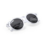 Occhiali da sole con lenti nere e forma circolare UV400 color bianco prima vista