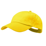 Cappellino in cotone a 5 pannelli con chiusura in velcro color giallo prima vista