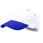 Cappellino in cotone a 5 pannelli con chiusura in velcro color bianco/blu prima vista