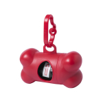Dispenser di 15 sacchetti per animali domestici a forma di osso color rosso prima vista