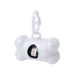 Dispenser di 15 sacchetti per animali domestici a forma di osso color bianco prima vista