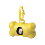 Dispenser di 15 sacchetti per animali domestici a forma di osso color giallo prima vista