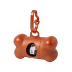 Dispenser di 15 sacchetti per animali domestici a forma di osso color arancione prima vista