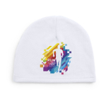 Berretto sportivo invernale in poliestere e pile da 280 g/m2 color bianco prima vista