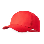 Cappellino in poliestere RPET per bambini con chiusura in velcro color rosso prima vista
