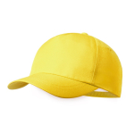 Cappellino in poliestere RPET per bambini con chiusura in velcro color giallo prima vista