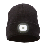 Berretto a coste elasticizzato con LED frontale 92 g/m2 color nero