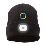 Berretto a coste elasticizzato con LED frontale 92 g/m2 color nero