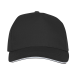 Cappellino sandwich in cotone con 5 pannelli da 175 g/m2 color nero seconda vista frontale
