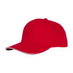 Cappellino sandwich in cotone con 5 pannelli da 175 g/m2 color rosso