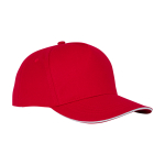 Cappellino sandwich in cotone con 5 pannelli da 175 g/m2 color rosso vista laterale