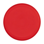 Frisbee rotondo in plastica riciclata con finitura maculata color rosso seconda vista frontale