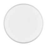 Frisbee rotondo in plastica riciclata con finitura maculata color bianco seconda vista frontale