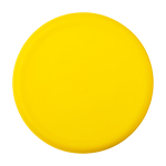 Frisbee rotondo in plastica riciclata con finitura maculata color giallo seconda vista frontale