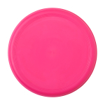 Frisbee rotondo in plastica riciclata con finitura maculata color fucsia seconda vista frontale