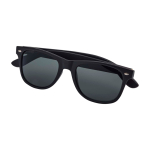 Occhiali da sole retrò con aste in bambù e rivestimento nero color nero seconda vista