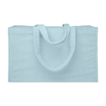 Borsa da spiaggia tote con finitura soft e ampio scomparto color azzurro pastello terza vista frontale