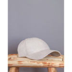 Cappellino in cotone riciclato 6 pannelli con tessuto mélange 200g/m2 color bianco sporco vista ambiente