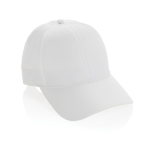 Cappello sportivo in RPET 6 pannelli e chiusura posteriore con fibbia color bianco