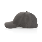 Cappello sportivo in RPET 6 pannelli e chiusura posteriore con fibbia color grigio quarta vista