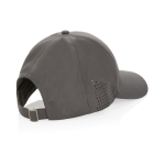 Cappello sportivo in RPET 6 pannelli e chiusura posteriore con fibbia color grigio quinta vista