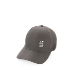 Cappello sportivo in RPET 6 pannelli e chiusura posteriore con fibbia color grigio vista area di stampa
