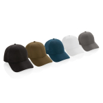 Cappello sportivo in RPET 6 pannelli e chiusura posteriore con fibbia color verde vista generale