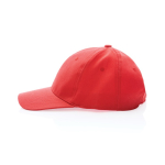 Cappellino in cotone riciclato 6 pannelli con tracciante Aware 280g/m2 color rosso terza vista