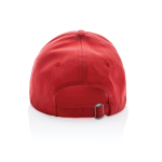 Cappellino in cotone riciclato 6 pannelli con tracciante Aware 280g/m2 color rosso quarta vista