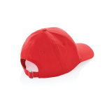 Cappellino in cotone riciclato 6 pannelli con tracciante Aware 280g/m2 color rosso quinta vista
