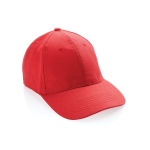 Cappellino in cotone riciclato 6 pannelli con tracciante Aware 280g/m2 color rosso settima vista