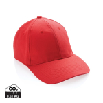 Cappellino in cotone riciclato 6 pannelli con tracciante Aware 280g/m2 color rosso