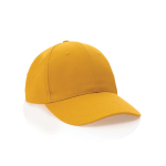 Cappellino in cotone riciclato 6 pannelli con tracciante Aware 280g/m2 color giallo