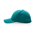 Cappellino in cotone riciclato 6 pannelli con tracciante Aware 280g/m2 color verde terza vista