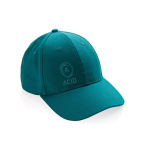 Cappellino in cotone riciclato 6 pannelli con tracciante Aware 280g/m2 color verde vista con logo