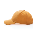 Cappellino in cotone riciclato 6 pannelli con tracciante Aware 280g/m2 color arancione terza vista