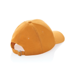 Cappellino in cotone riciclato 6 pannelli con tracciante Aware 280g/m2 color arancione quinta vista