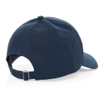 Cappellino in cotone riciclato 6 pannelli con tracciante Aware 280g/m2 color blu mare quinta vista