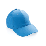 Cappellino in cotone riciclato 6 pannelli con tracciante Aware 280g/m2 color azzurro
