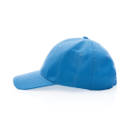 Cappellino in cotone riciclato 6 pannelli con tracciante Aware 280g/m2 color azzurro terza vista