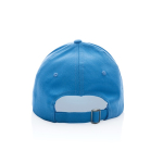 Cappellino in cotone riciclato 6 pannelli con tracciante Aware 280g/m2 color azzurro quarta vista