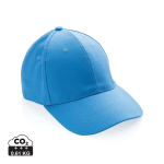 Cappellino in cotone riciclato 6 pannelli con tracciante Aware 280g/m2 color azzurro