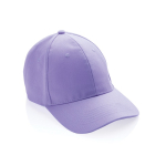 Cappellino in cotone riciclato 6 pannelli con tracciante Aware 280g/m2 color lilla