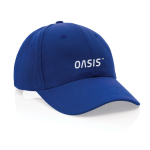 Cappellino in cotone riciclato 6 pannelli con tracciante Aware 280g/m2 vista con logo