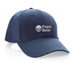 Cappellino in cotone riciclato 6 pannelli con tracciante Aware 280g/m2 vista con logo