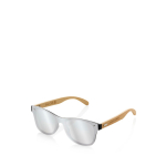 Occhiali da sole ecologici con aste in bambù e lenti a specchio UV400 color marrone vista area di stampa